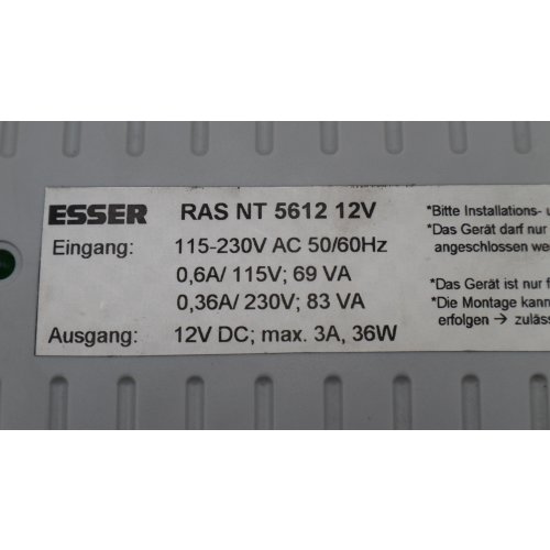 Esser RAS NT 5612 12V Netzteil Netzger&auml;t f&uuml;r Feststellanlage power supply unit