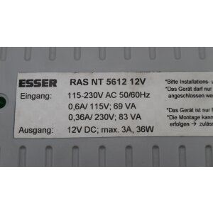 Esser RAS NT 5612 12V Netzteil Netzgerät für...
