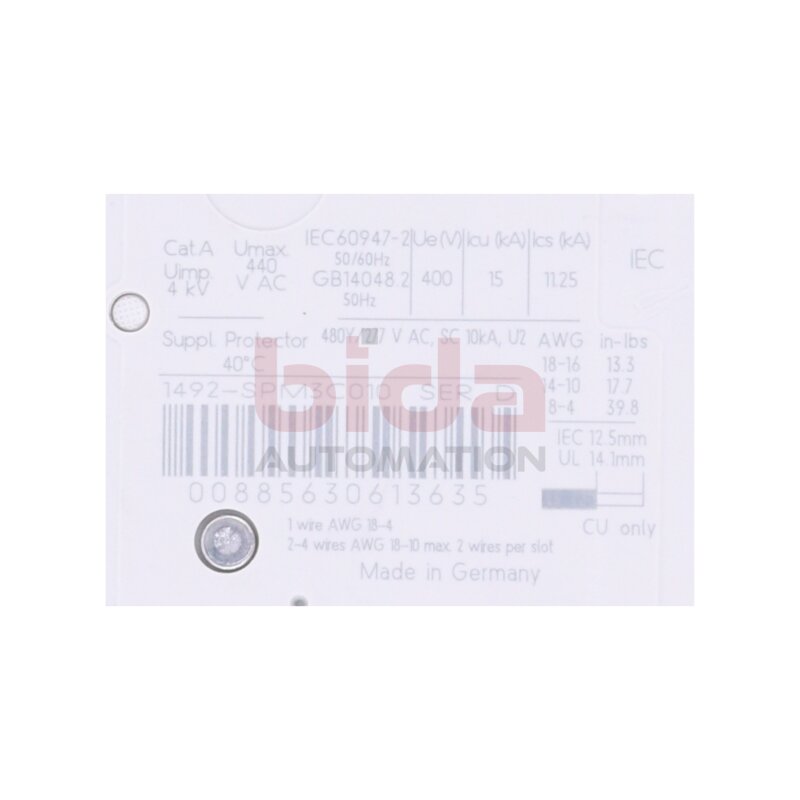 Allen Bradley 1492-SPM3C010 Leistungsschutzschalter Circuit Breaker