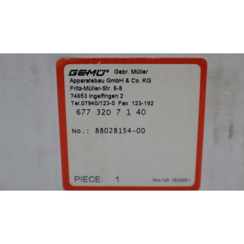 GEM&Uuml; 677 32D 7 1 40 Membranventil DN32 PN10 Ventil diaphragm valve 10bar