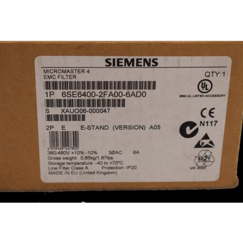 Siemens 6SE6400-2FA00-6AD0 MICROMASTER 4 EMC-Filter 380V-480V
