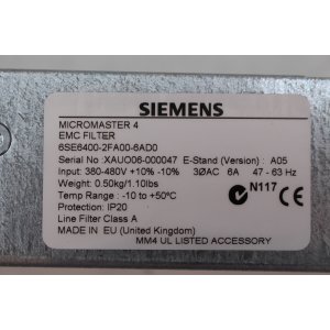 Siemens 6SE6400-2FA00-6AD0 MICROMASTER 4 EMC-Filter...