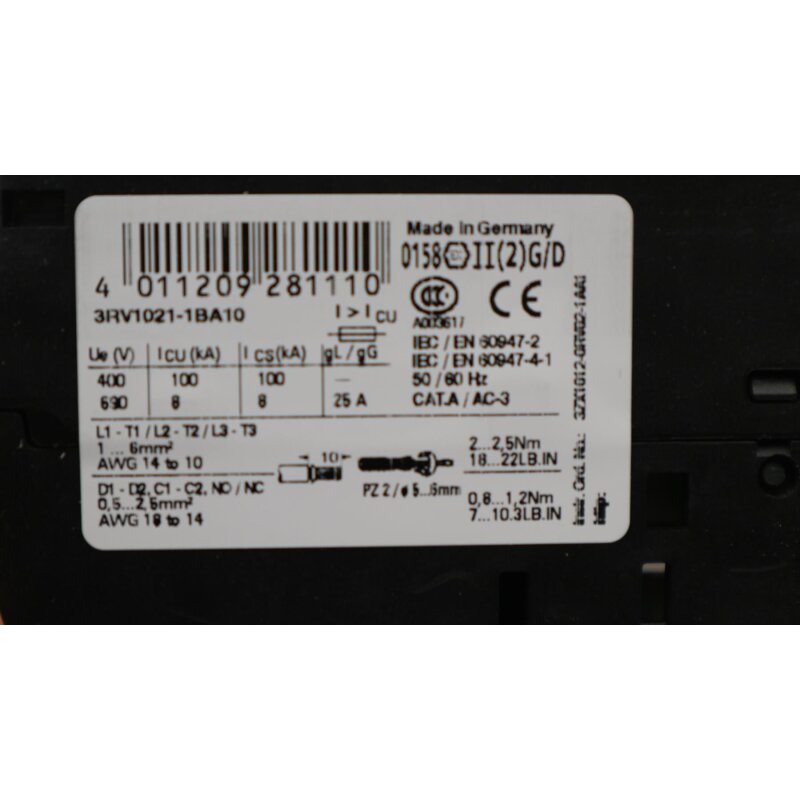 Siemens 3RV1021-1BA10 Leistungsschalter Circuit Breaker Class 10