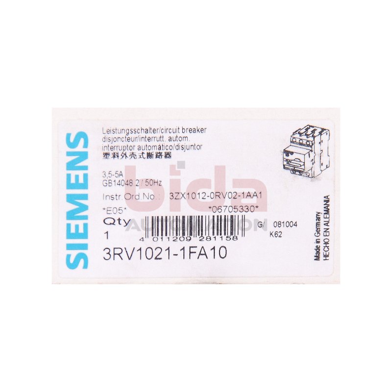 Siemens 3RV1021-1FA01 Leistungsschalter Circuit breaker