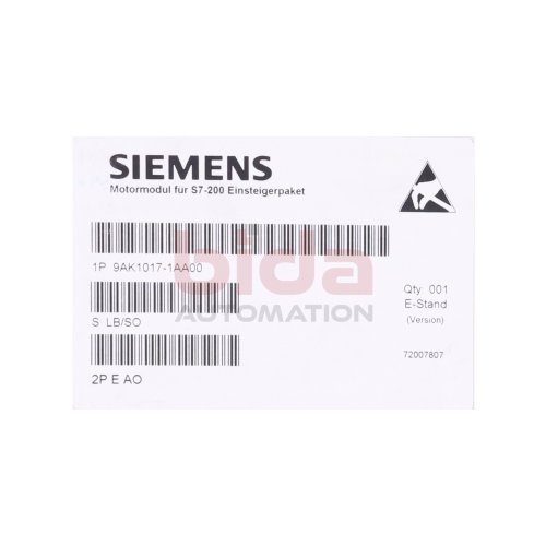 Siemens 9AK1017-1AA00 Motorenmodul f&uuml;r max. 24 V DC Motor module for max. 24 V DC