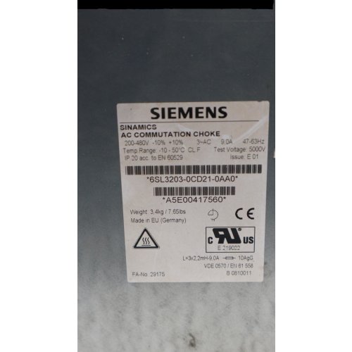 Siemens Sinamics 6SL3203-0CD21-0AA0 Netzdrossel f&uuml;r Powermodule Reactor for power module Commutation choke
