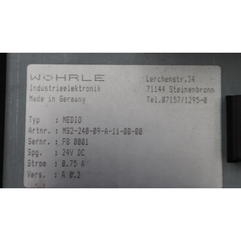 W&ouml;hrle MED10 Bedienpanel Bedienfeld Control panel Anzeige Display