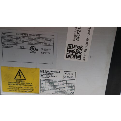 REO Elektronik REOVIB MFS 268-6A-IP20 Frequenzumrichter Frequency controller / converter