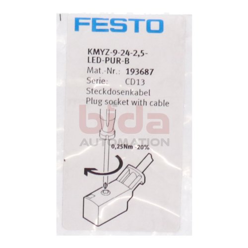 Festo KMYZ-9-24-2,5-LED-PUR-B Steckdosenkabel Plug socket with cable Verbindungsleitung Connecting cable