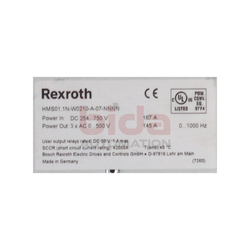 Rexroth HMS01.1N-W0210-A-07-NNNN Indradrive HMS01 Wechselrichter Inverter Antriebsregler