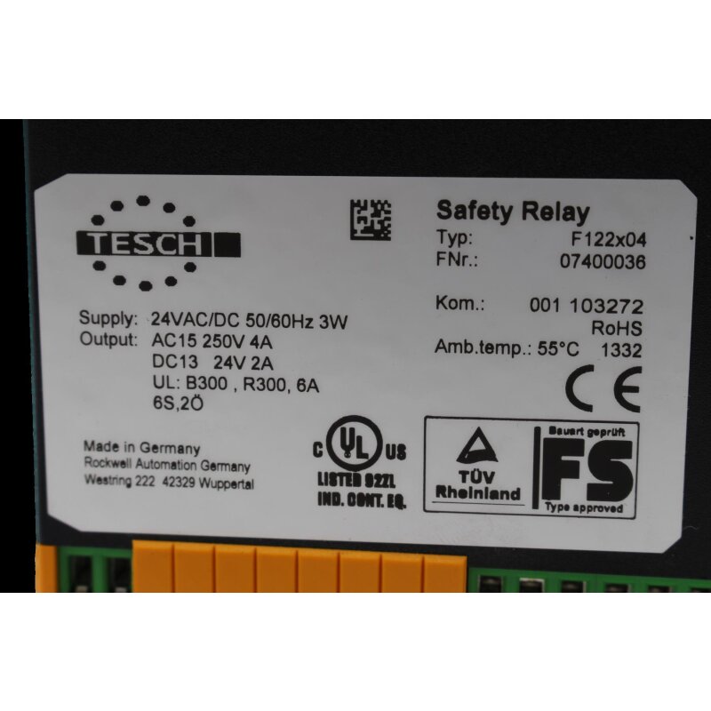 Tesch F122x04 Sicherheitsrelai Safety Relay 24 V 07400036