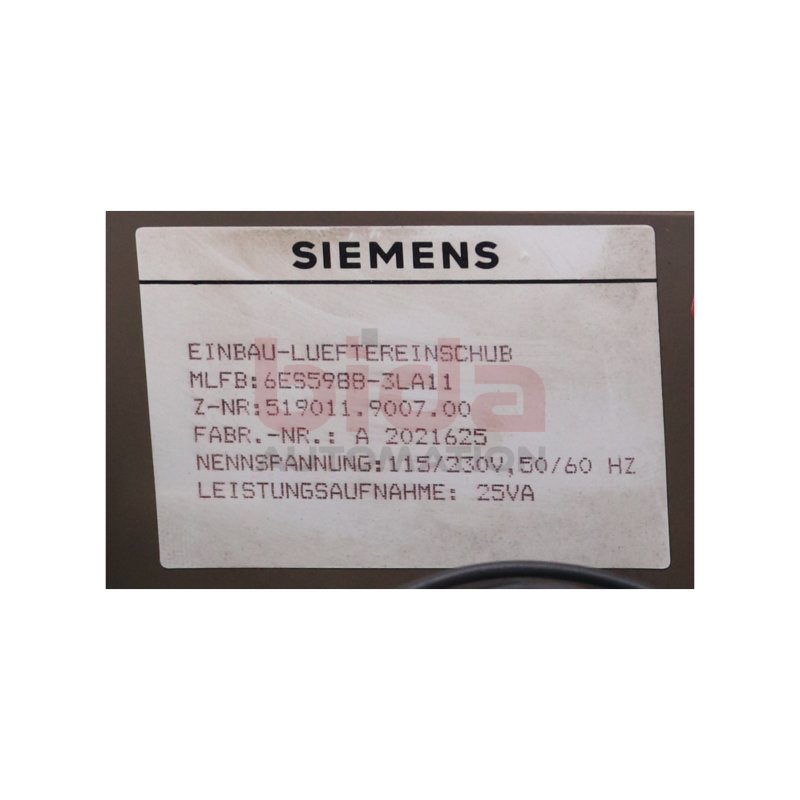 Siemens 6ES5988-3LA11 Einbau-L&uuml;ftereinschub built-in fan tray