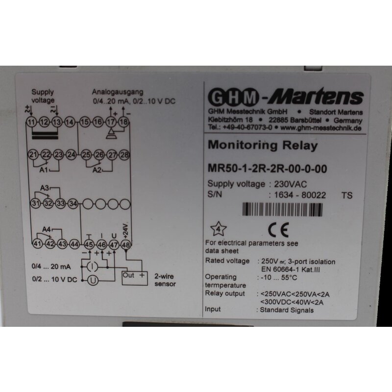 GHM-Martens MR50-1-2R-2R-00-0-00 Monitoring Relay &Uuml;berwachungsrelais