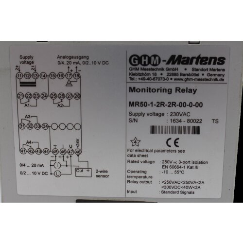 GHM-Martens MR50-1-2R-2R-00-0-00 Monitoring Relay &Uuml;berwachungsrelais