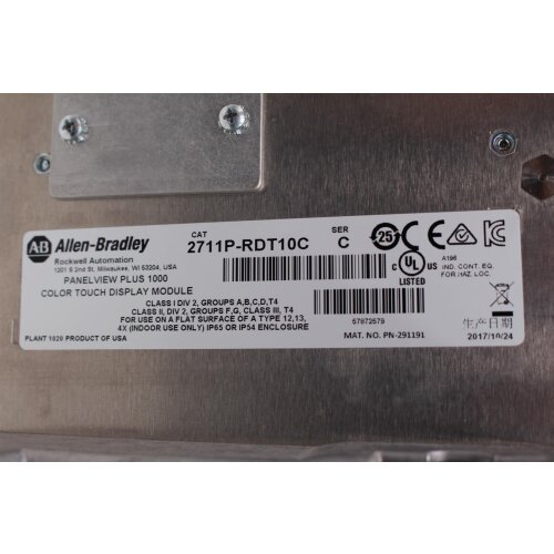 Allen Bradley 2711P-RDT10C C Panelview Plus 1000 Bildschirm Color Touch Display