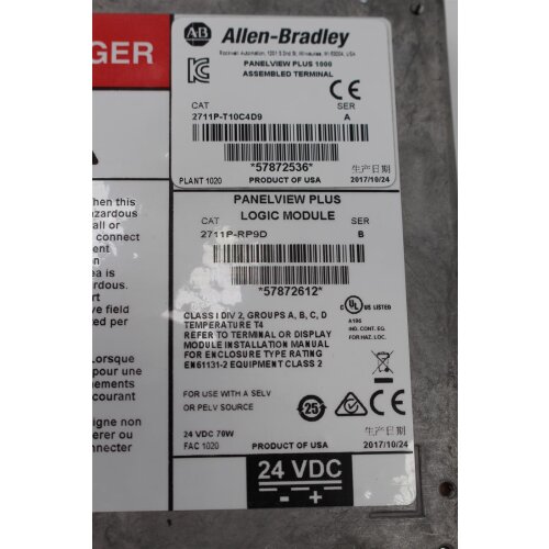 Allen Bradley 2711P-T10C4D9  Panelview Plus 1000 Terminal  2711P-RP9 D Logic Module
