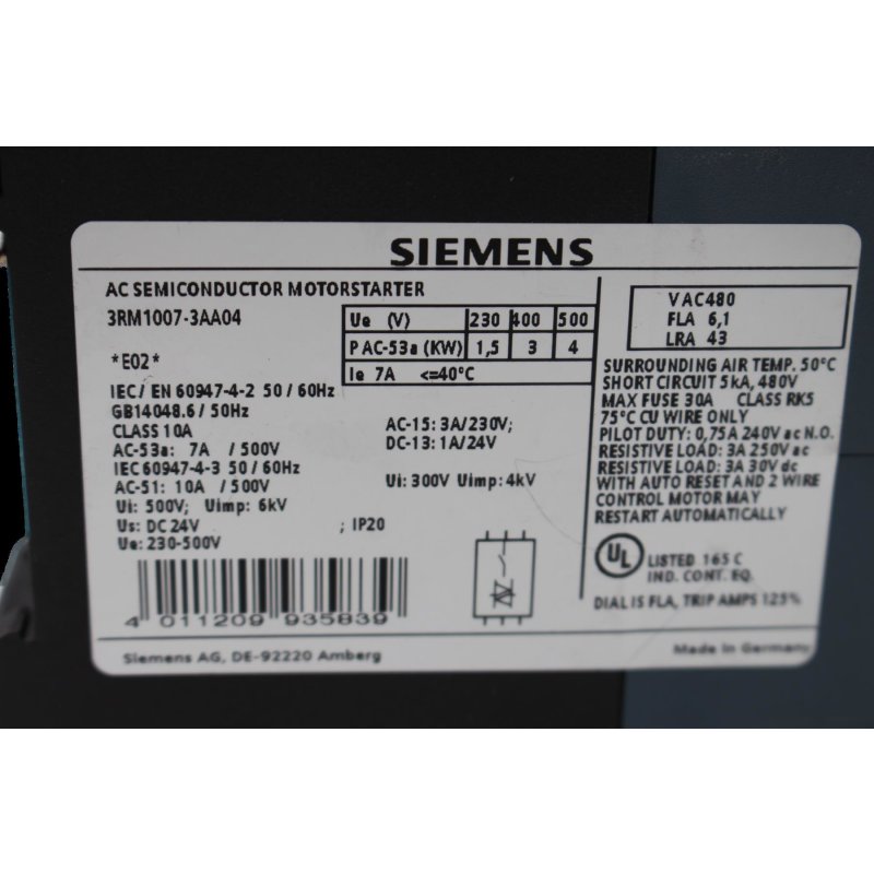 Siemens 3RM1007-3AA04 AC Semi-Conductor Motorstarter