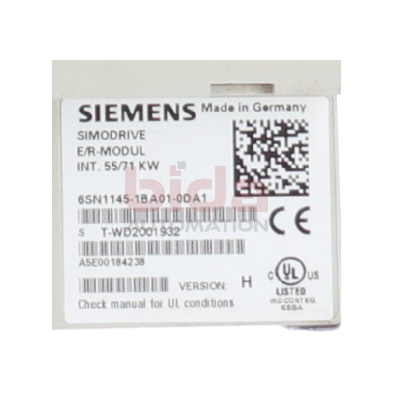 Siemens 6SN1145-1BA01-0DA1 Simodrive E/R-Modul 55/71KW Serie A