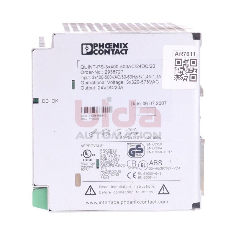 Phoenix Contact QUINT-PS-3x400-500AC/24DC/20 Power Supply Stromversorgung