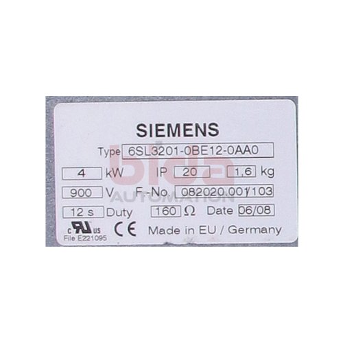 Siemens 6SL3201-OBE12-0AA0 Bremswiderstand Braking resitor 4kW 900V