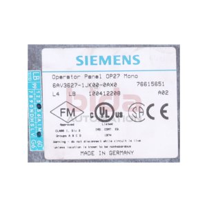 Siemens 6AV3627-1JK00-0AX0 / 6AV3 627-1JK00-0AX0 Operator...