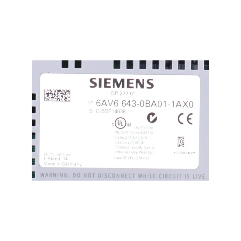 Siemens 6AV6643-0BA01-1AX0 Operator Panel OP277 ** 12 Monate Garantie