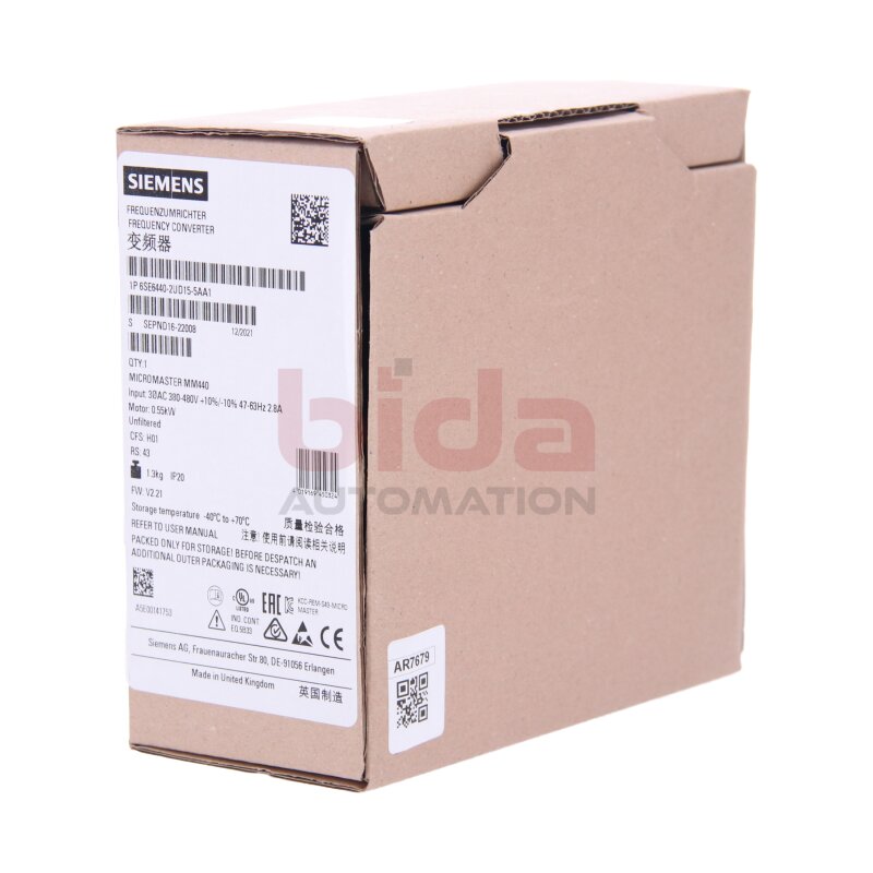 Siemens 6SE6440-2UD15-5AA1 Micromaster 440 Frequenzumrichter Frequency Converter