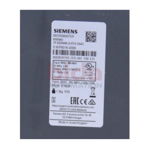Siemens 6SE6440-2UD15-5AA1 Micromaster 440...