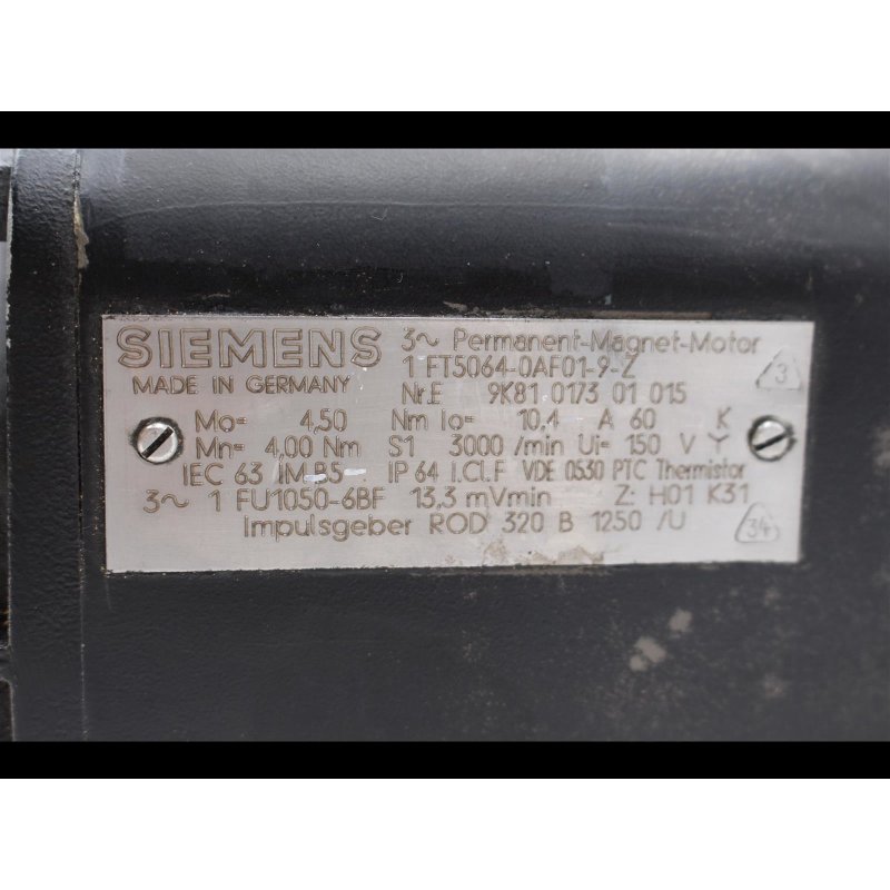 Siemens 1FT5064-0AF01-9-Z 3-Phasen Permanent Magnetmotor