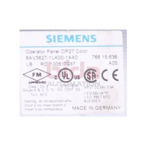 Siemens 6AV3627-1LK00-1AX0 OP27 Operator Panel...