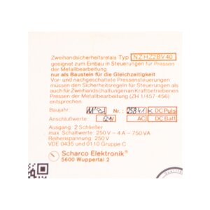 Scharco Elektronik NZHZ2BV40 Zweihandsicherheitsrelais...