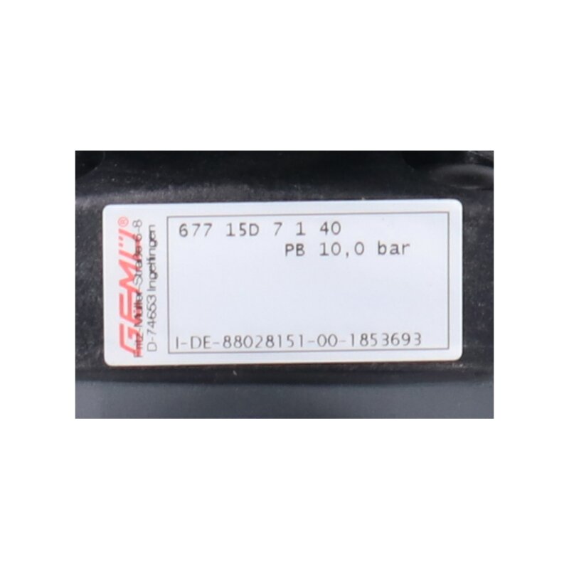 Gem&uuml; 677 15D 7 1 40 Kunststoff Membranventil  Plastic Diaphragm Valve