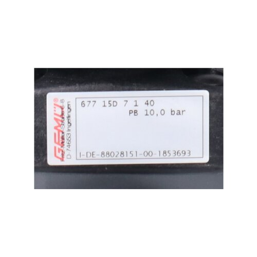 Gem&uuml; 677 15D 7 1 40 Kunststoff Membranventil  Plastic Diaphragm Valve