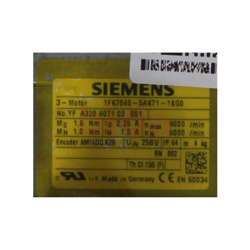 Siemens 1FK7040-5AK71-1KG0 3-Phasen-Servomotor Servo motor