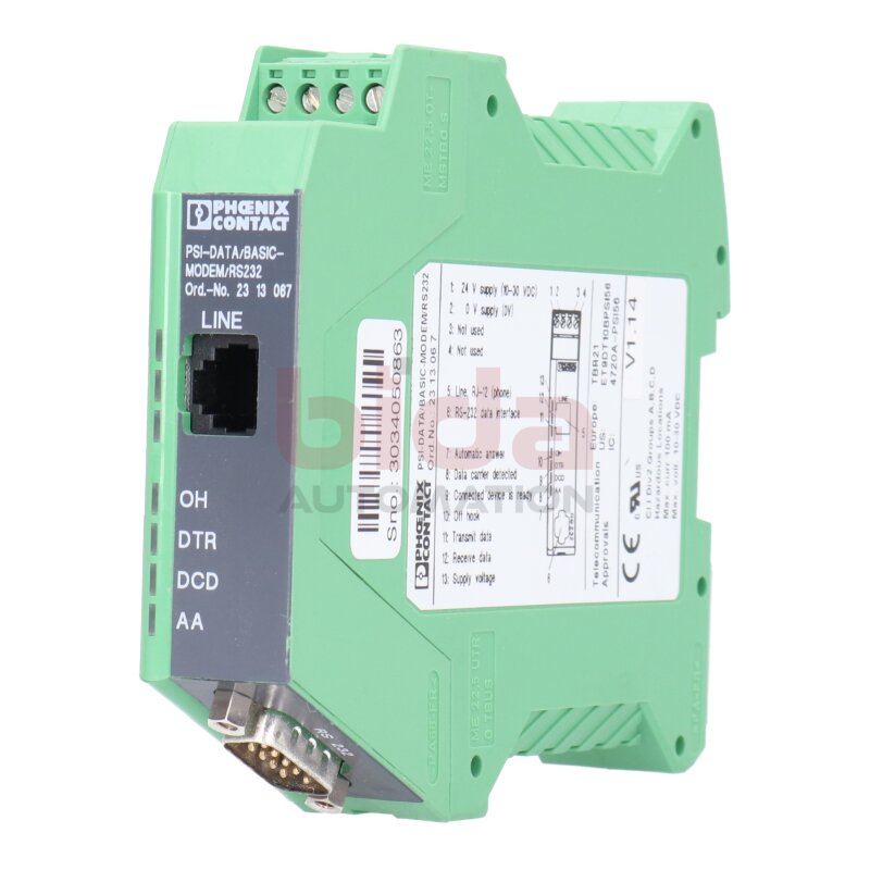 Phoenix Contact PSI-DATA/BASIC-MODEM/RS232   2313067 Industrielles Analog Modem Indusrial Analog Modem