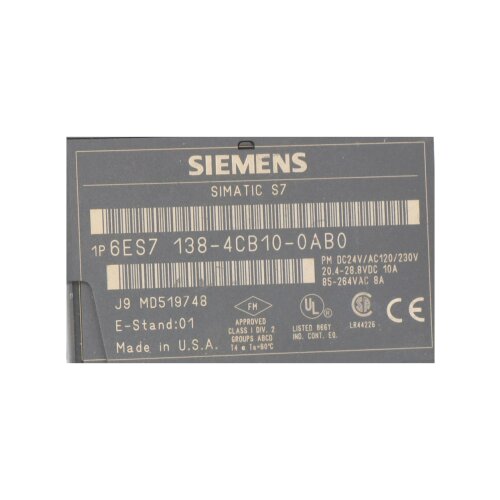 Siemens Simatic S7  6ES7 138-4CB10-0AB0 Leistungsmodul Power Module