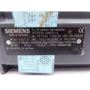 Siemens 3~ 1FT5036-0AF01-1 Brushless Servomotor Magnetmotor