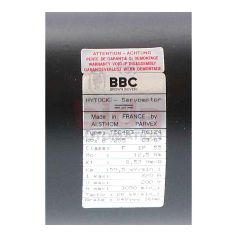 ABB Alsthom BBC T5C4B3 R6124 Servomotor Servo Motor