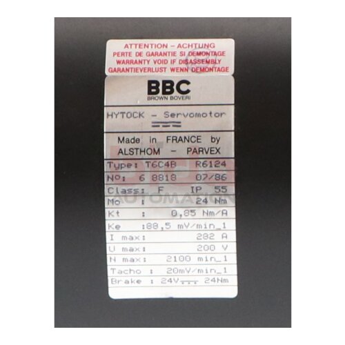 ABB Alsthom BBC T6C4B R6124 Servomotor Servo Motor