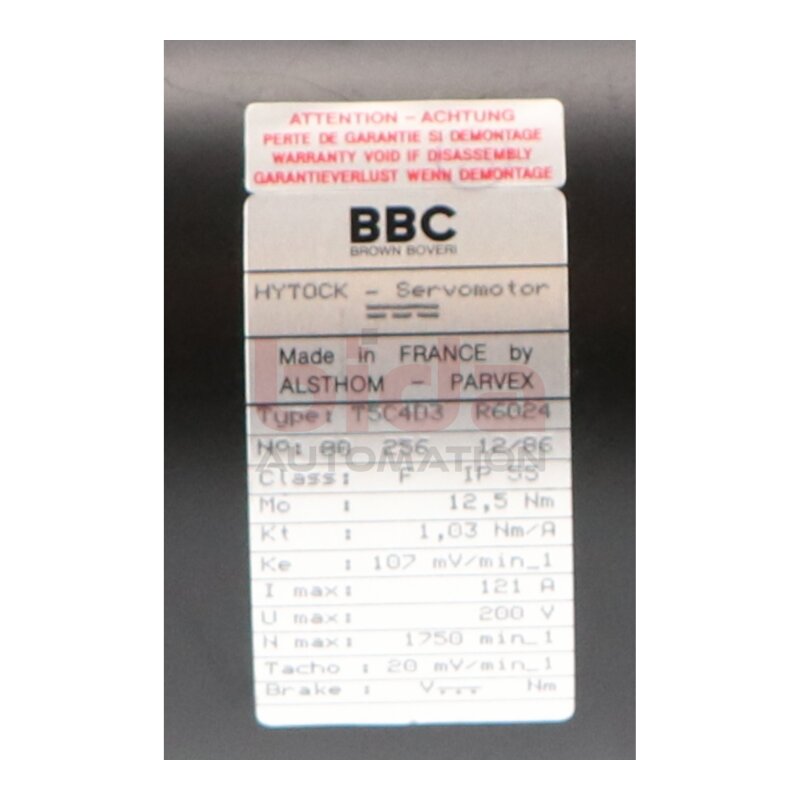 ABB Alsthom BBC T5C4D3 R6024 Servomotor Servo Motor