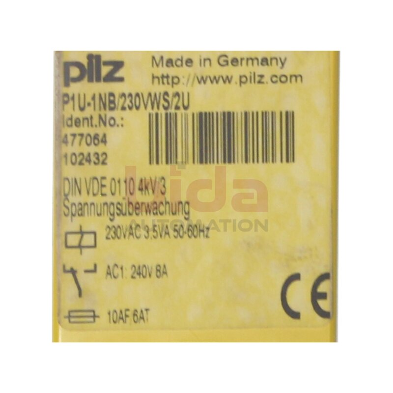 Pilz P1U-1NB/230VWS/2U Sicherheitsrelais Safety relay