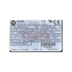 Allen Bradley MPL-540K-SK72AA Servomotor Servo Motor