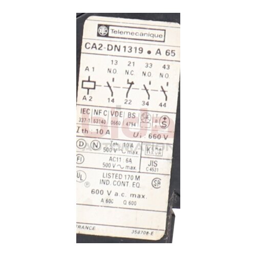 Telemecanique CA2-DN1319.A 65 Hilfssch&uuml;tz Auxiliary Contactor