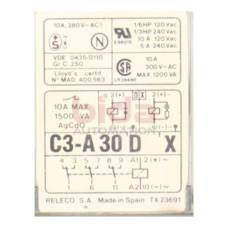 Releco C3-A 30 D   X Universalrelais mit Sockel Universal relay with base