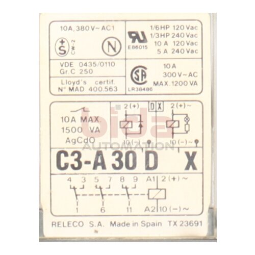 Releco C3-A 30 D   X Universalrelais mit Sockel Universal relay with base