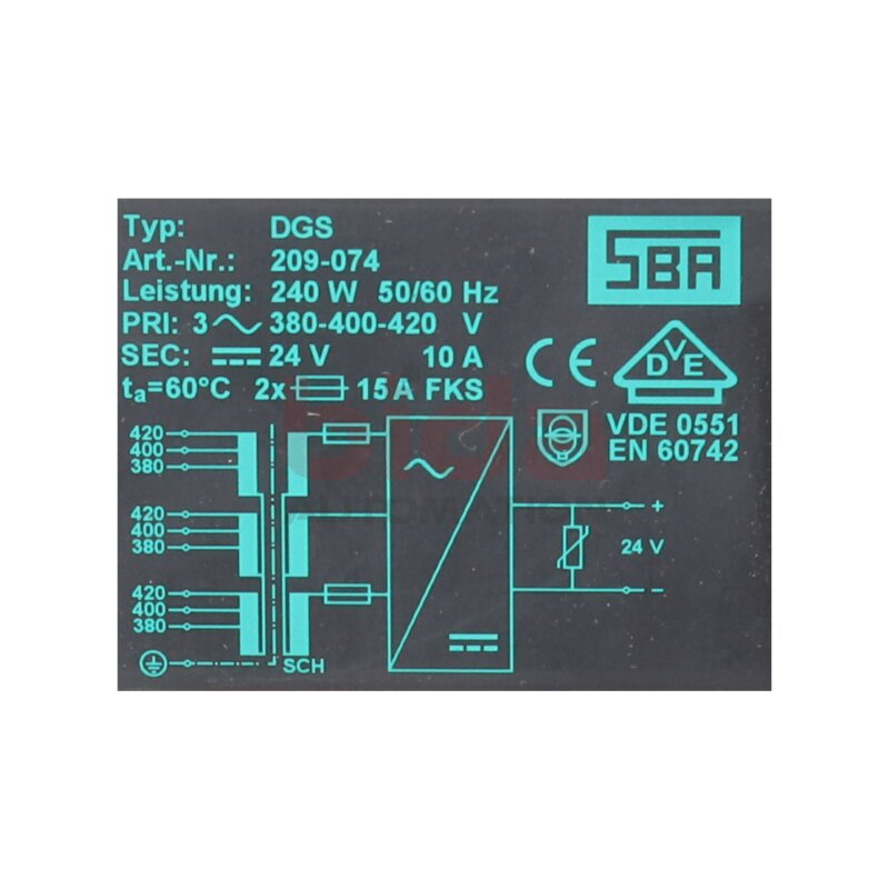 SBA DGS Transformator Transformer