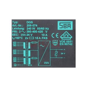 SBA DGS Transformator Transformer