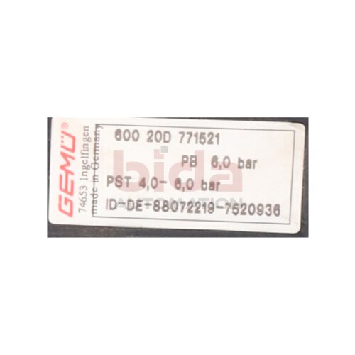 Gem&uuml; 600 20D 771521 Membranventil Diaphragm Valve