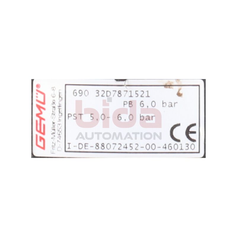 Gem&uuml; 690 32D7871521 Membranventil Diaphragm Valve