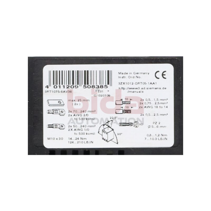 Siemens 3RT1075-6AV36 Sirus Motoschutzschalter Motor Protection Switch